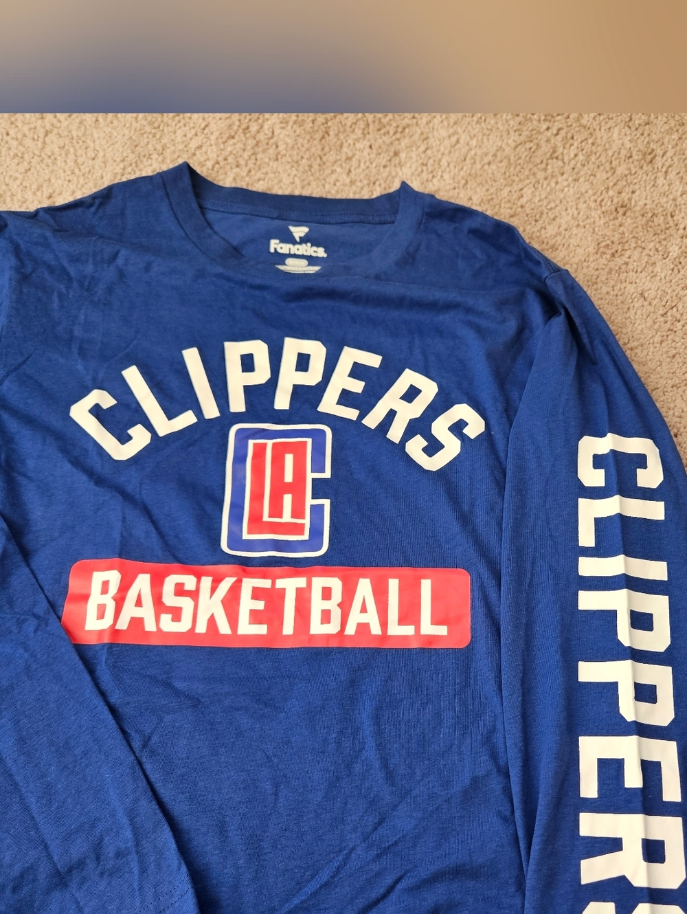 Fanatics LA Clippers Mens Medium Fanatics Royal Blue Long Sleeve T-Shirt Logo